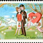 Stamp after Raymond Peynet's work (1908-1999), printed by La Poste in 1985